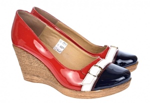 Pantofi dama piele naturala lacuita cu platforme de 7 cm - PTEANAR - Img 5