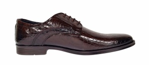 Pantofi eleganti barbati din piele naturala croco lac - Model 818 Maro - Img 5