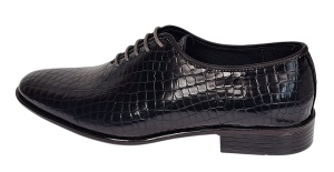 Pantofi eleganti barbati din piele naturala Havana Croco Lac Negru - Img 3