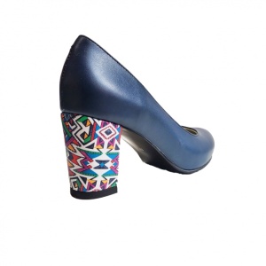 Pantofi eleganti dama, albastri, din piele naturala box, toc 6 cm - NA87ALBASTRU - Img 2