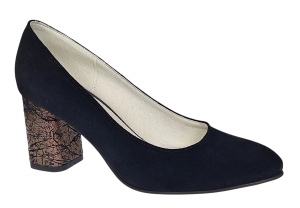 Pantofi eleganti dama negri din piele intoarsa toc aramiu 7cm - NA97N - Img 3