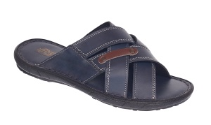 Papuci barbati din piele naturala de culoare bleumarin - GKR74BL