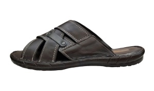 Papuci barbati din piele naturala de culoare neagra - GKR74N - Img 3