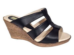 Papuci dama negri din piele naturala cu platforme de 7cm - RO214N - Img 2