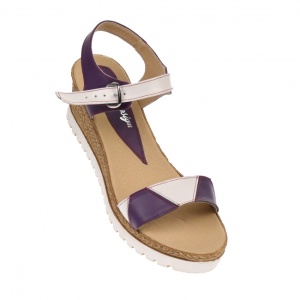 Sandale dama, casual, alb si mov ,din piele naturala, cu platforma de 7 cm - S103AMOV - Img 3