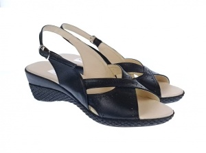 Sandale dama de vara cu platforme de 5 cm, din piele naturala, neagra, S10NBOX