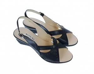 Sandale dama de vara cu platforme de 5 cm, din piele naturala, neagra, S10NBOX - Img 4