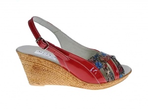 Sandale dama de vara cu platforme de 7 cm, din piele naturala lacuita, rosie, S50LACROSU - Img 2