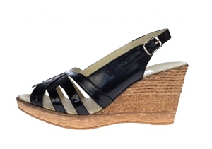 Sandale dama de vara cu platforme de 7 cm, din piele naturala lacuita, neagra, S89LACNEGRU - Img 4