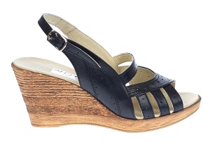 Sandale dama de vara cu platforme de 7 cm, din piele naturala, neagra, S64NBOX