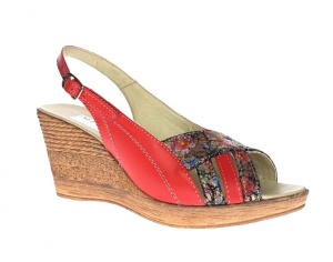 Sandale dama de vara cu platforme de 7 cm, din piele naturala, rosu, BOX, S50RBOX - Img 5