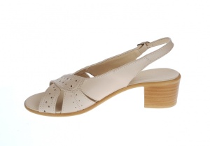 Sandale dama de vara cu toc de 5 cm, din piele naturala, bej, S25BEJBOX - Img 6
