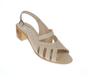 Sandale dama de vara cu toc de 5 cm, din piele naturala, bej, S26BEJBOX - Img 3