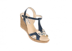 Sandale dama din piele naturala bleumarin platforme de 7cm S58BL - Img 3