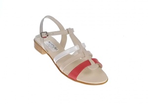 Sandale dama, din piele naturala box, rosu, bej, alb, S2RBA - Img 4
