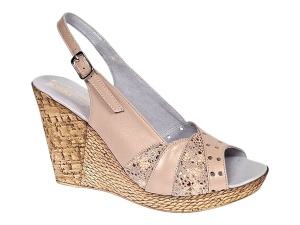 Sandale dama din piele naturala cu platforme de 10cm Bej Gold BVS47XB