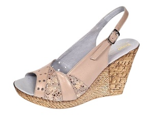 Sandale dama din piele naturala cu platforme de 10cm Bej Gold BVS47XB - Img 7