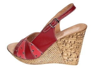 Sandale dama din piele naturala cu platforme de 10cm Rosu BVS47XR - Img 2