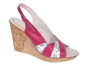 Sandale dama din piele naturala cu platforme de 10cm Roz Floral BVS47IVR
