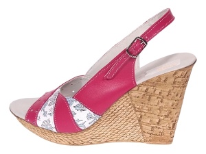 Sandale dama din piele naturala cu platforme de 10cm Roz Floral BVS47IVR - Img 5