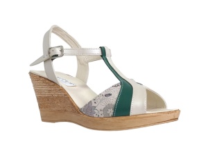 Sandale dama din piele naturala, cu platforme de 7 cm, alb - verde, MVS71AV - Img 5