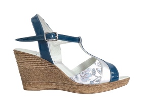 Sandale dama din piele naturala, cu platforme de 7 cm, Bleu, MVS71BLCOL - Img 2