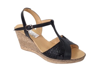 Sandale dama din piele naturala cu platforme de 7 cm - Model negru S61NCOL