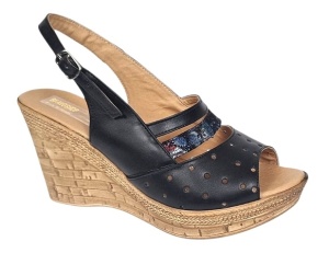 Sandale dama din piele naturala cu platforme de 8.5 cm Negru Floral BVS46XNF - Img 6