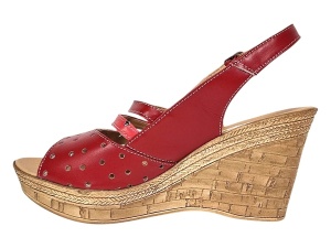 Sandale dama din piele naturala cu platforme de 8.5 cm Rosu BVS46XR - Img 7