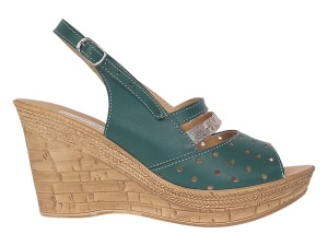 Sandale dama din piele naturala cu platforme de 8.5 cm Verde Color BVS46XV - Img 6