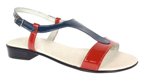 Sandale dama din piele naturala lac - Model rosu cu bleumarin S16RBLAC - Img 6