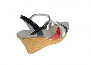 Sandale dama, din piele naturala, Platforme 7cm, Rosu, Alb, Negru, LAC, S47RAN1 - Img 5