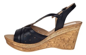 Sandale dama negre din piele naturala cu platforme de 8cm BVS45N - Img 2