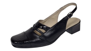 Sandale dama negre din piele naturala cu toc de 4cm SB3N - Img 3