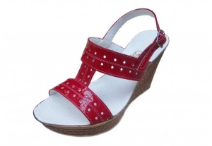 Sandale dama rosii din piele naturala cu platforma de 8cm S46ROSULAC - Img 3