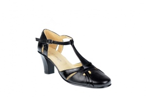 Sandale negre dama din piele naturala cu toc de 7cm - S48LACN - Img 2