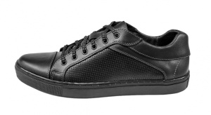 Sneakers barbati casual din piele naturala - Model Negru 1021 - Img 7