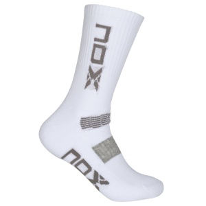 NOX DUGE ČARAPE ZA PADEL - bele sa sivim logom