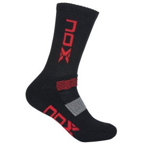 NOX DUGE ČARAPE ZA PADEL - crne sa crvenim logom