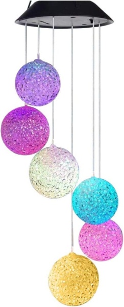 Lampa solara LED tip clopotei de vant, awwaline, multicolor, 6 globuri, impermeabil, incarcare solara