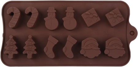Set 12 forme silicon de Craciun, awwaline, maro, ideale pentru ciocolata, bomboane, turta dulce, produse patiserie