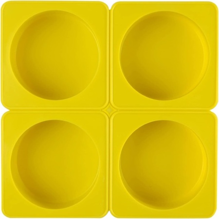 Set 4 forme silicon, awwaline, rotunde, galben, ideale pentru briose, prajituri, oua, proiecte DIY, ceara, lumanari, sapun, rezistente la temperaturi -40 pana la 250 grade