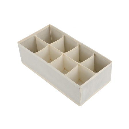 Organizator haine 8 compartimente, awwaline, bej, 16 x 32 x 10 cm, ideal pentru sosete, lenjerie intima, curele sau cravate