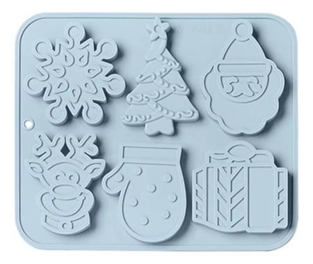 Set 6 forme silicon de Craciun, awwaline, albastru, ideale pentru ciocolata, bomboane, turta dulce, produse patiserie