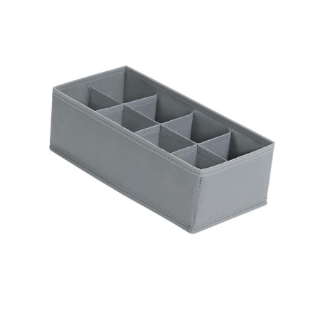 Organizator haine 8 compartimente, awwaline, gri, 16 x 32 x 10 cm, ideal pentru sosete, lenjerie intima, curele sau cravate