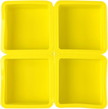 Set 4 forme silicon, awwaline, patrate, galben, ideale pentru briose, prajituri, oua, proiecte DIY, ceara, lumanari, sapun, rezistente la temperaturi -40 pana la 250 grade