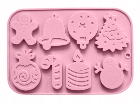 Set 8 forme silicon de Craciun, awwaline, roz, ideale pentru ciocolata, bomboane, turta dulce, produse patiserie