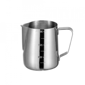 Cana din inox cu gradatie, latiera pentru spumare cu maner, cana de lapte sau cappucino, cu cioc, cana pentru bar, cana barista, 350 ml - Img 3