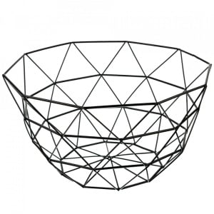 Cos de fructe, awwaline, Model cu Triunghiuri, Metal, Negru, 15x26cm - Img 2