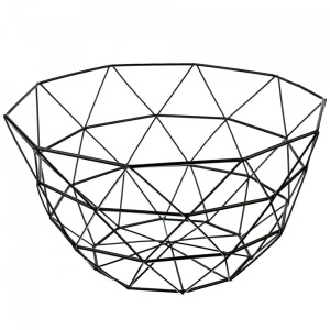 Cos de fructe, awwaline, Model cu Triunghiuri, Metal, Negru, 15x26cm - Img 2